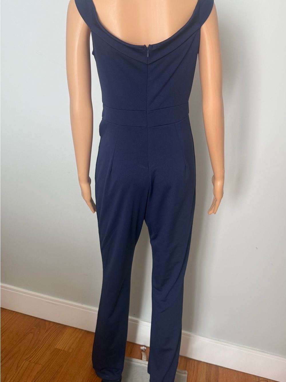 Silvia Rufino Off-Shoulder Navy Jumpsuit - Picture 3 of 5